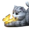 Cat Solar Garden Statue Solar Garden Statue Cat Housewarming Gift Outdoor Decoration with Cat Holding Butterfly for Mom Grandma
