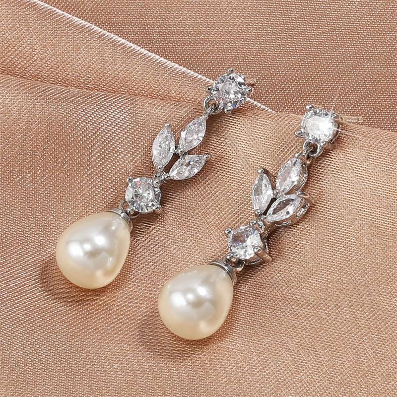Luxury Elegant Pearl Crystal Drop Earrings For Women New Waterdrop Long Tassel Earrings Female Party Wedding Jewelry Gifts