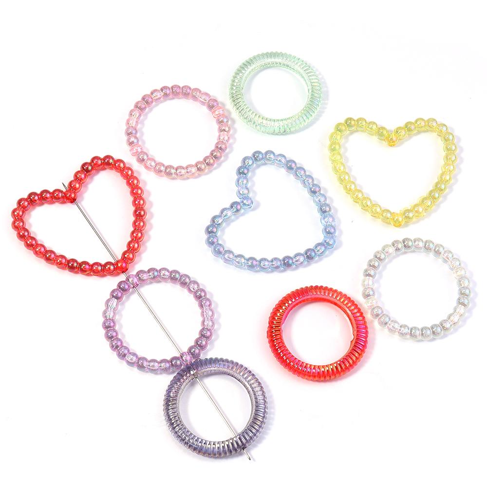 20 Stück/Los Bunte Herz Runde Hohlperlen Lose Abstandshalter Acrylperlen Für Schmuckherstellung DIY Anhänger Armband Ohrring Zubehör