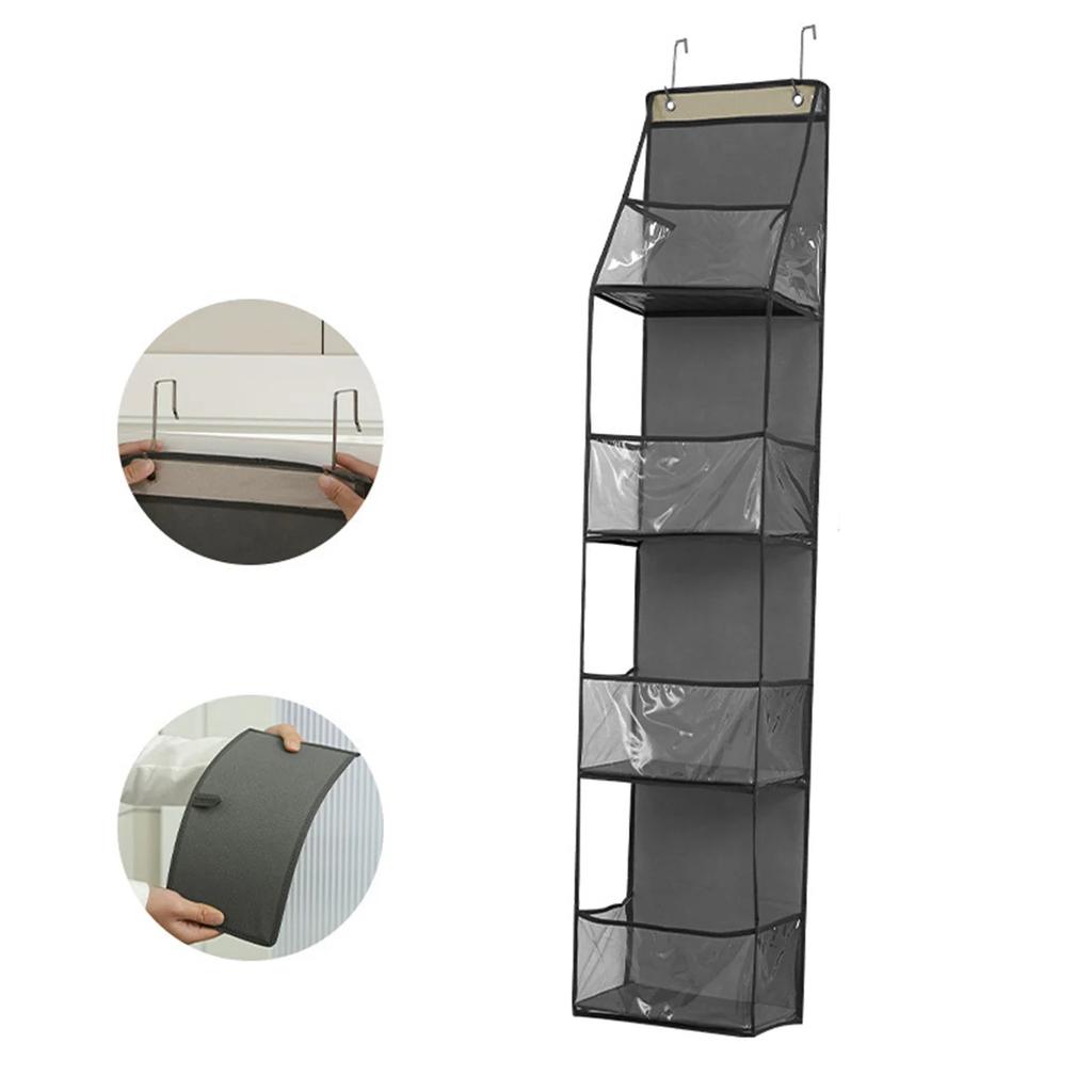 4/6 Layer Multi-functional Fabric Storage Bags Hanging Bag for Behind The Door Underwear Bra Pants Clothes Toys Doll Organizer