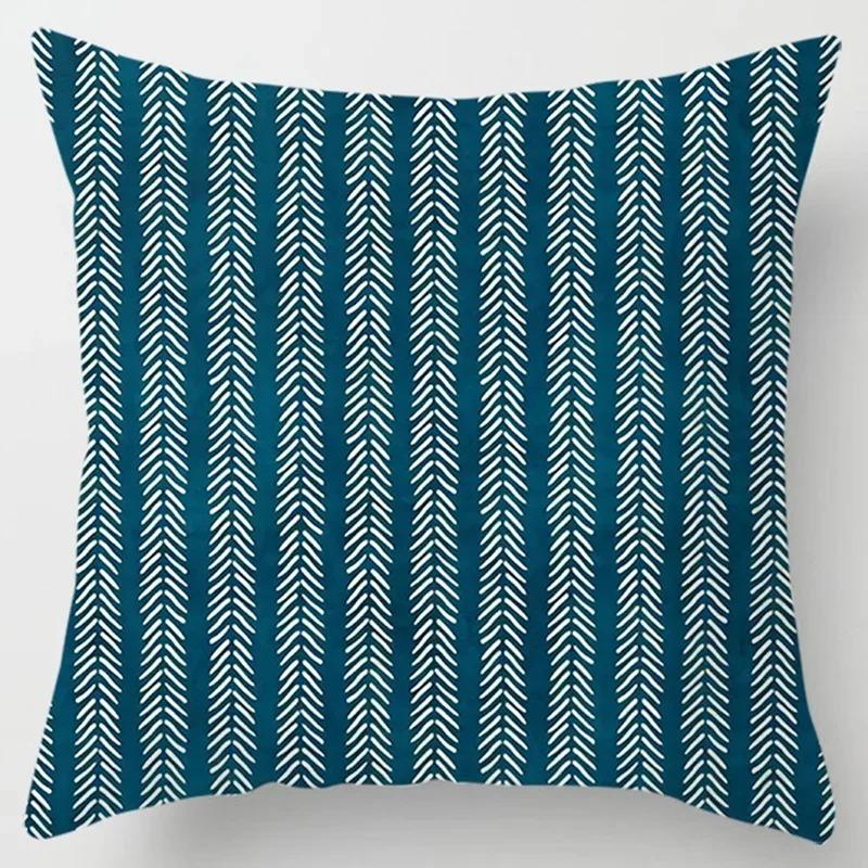 Modern Simple Dark Blue Geometric Pillowcase Home Sofa Cushion Cover