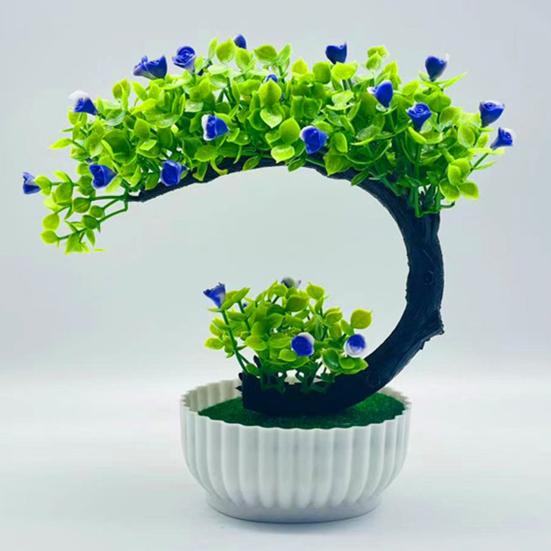 Fake Bonsai Romantic No Watering Plastic Beautiful Artificial Flower Bonsai with Pot Garden Supplies
