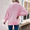 Women Warm Knitted Sweater Round Neck Pullover Jumpers Long Sleeve High Collar Knit Sweaters Tops Outerwear