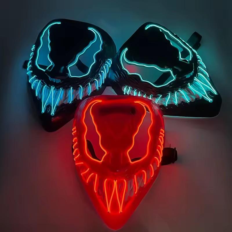 Marvel Maska Venom s čočkou Halloweenská párty dekorace LED maska rekvizity pro Hot Toys Venom Cosplay kostýmová maska celoobličejová svítící