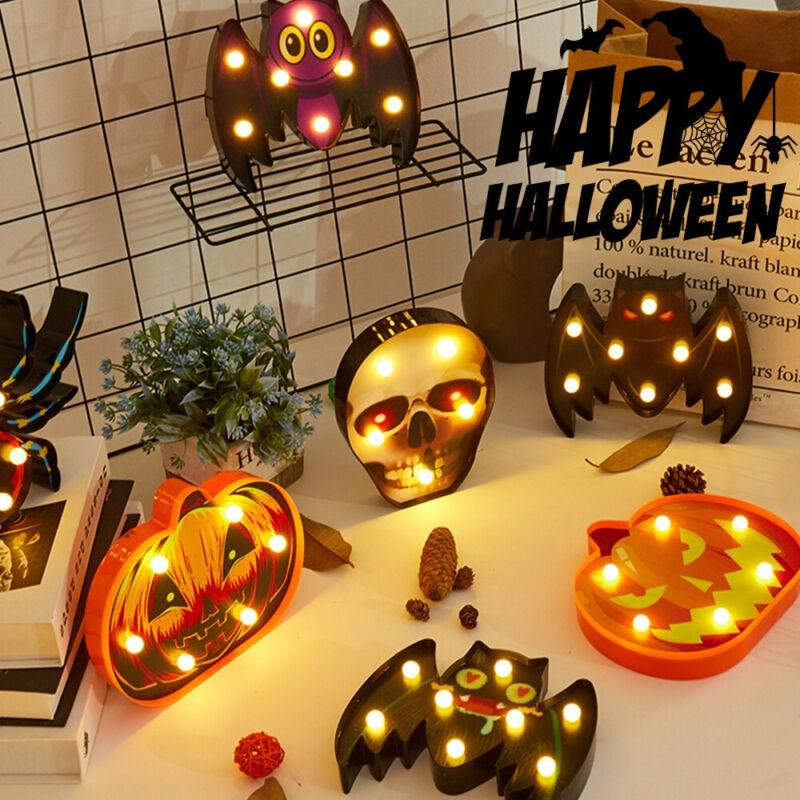 Festive Halloween Led Lights Lantern With Safe Low Voltage Bat Skull Pumpkin And Spider Patterns