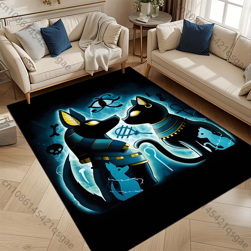 1PC Egyptian Black Cat Pattern Rug Carpets Bedroom Living Room Bathroom Mat Creative Door Mat Cloakroom Home Decor Area Rug