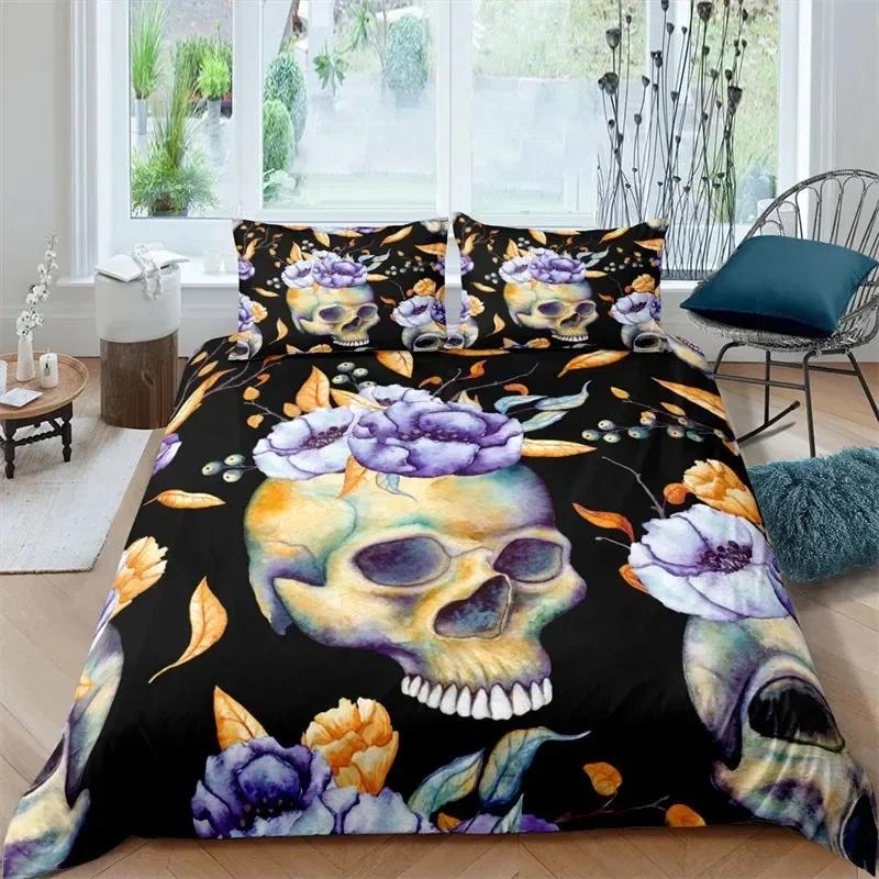 3D Printed Gothic Skull Bedding Set Duvet Cover Bedroom Comforter Covers Single Twin King Size Quilt Cover Home Textile
