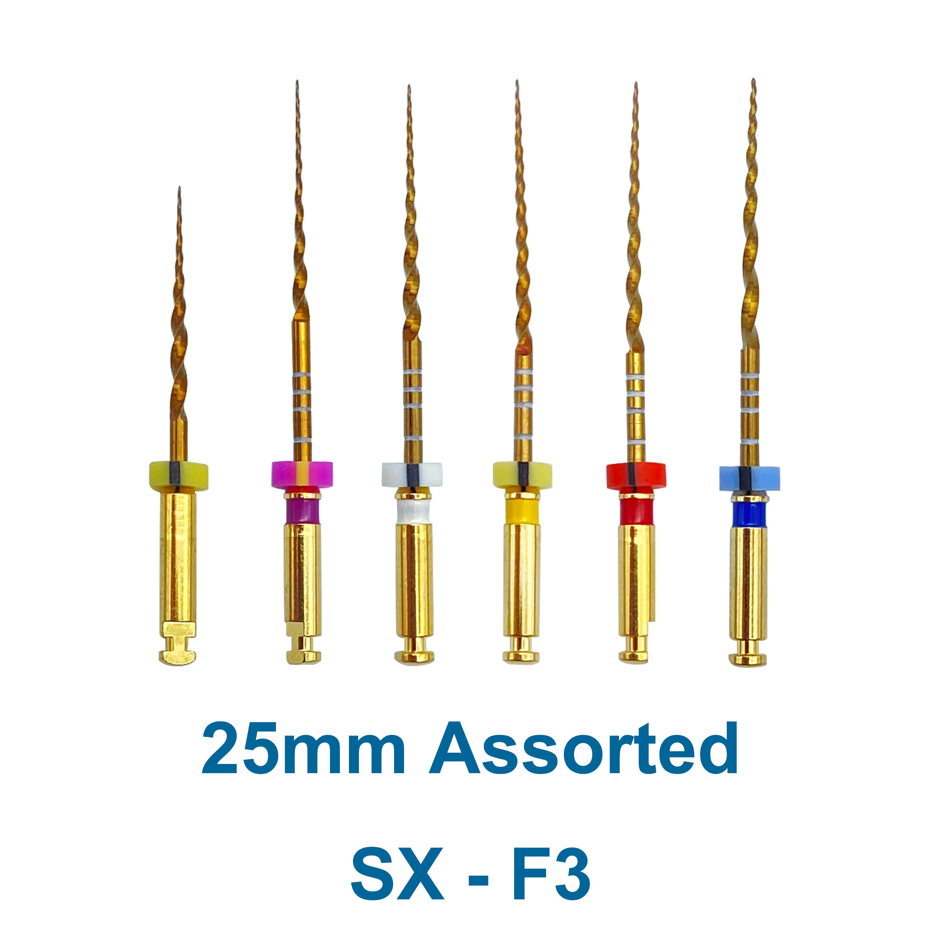 6 Pièces Instruments Endodontiques Dorés 19 21 25mm Rotatifs Flexibles Canal Radiculaire Dentaire Nickel Titane