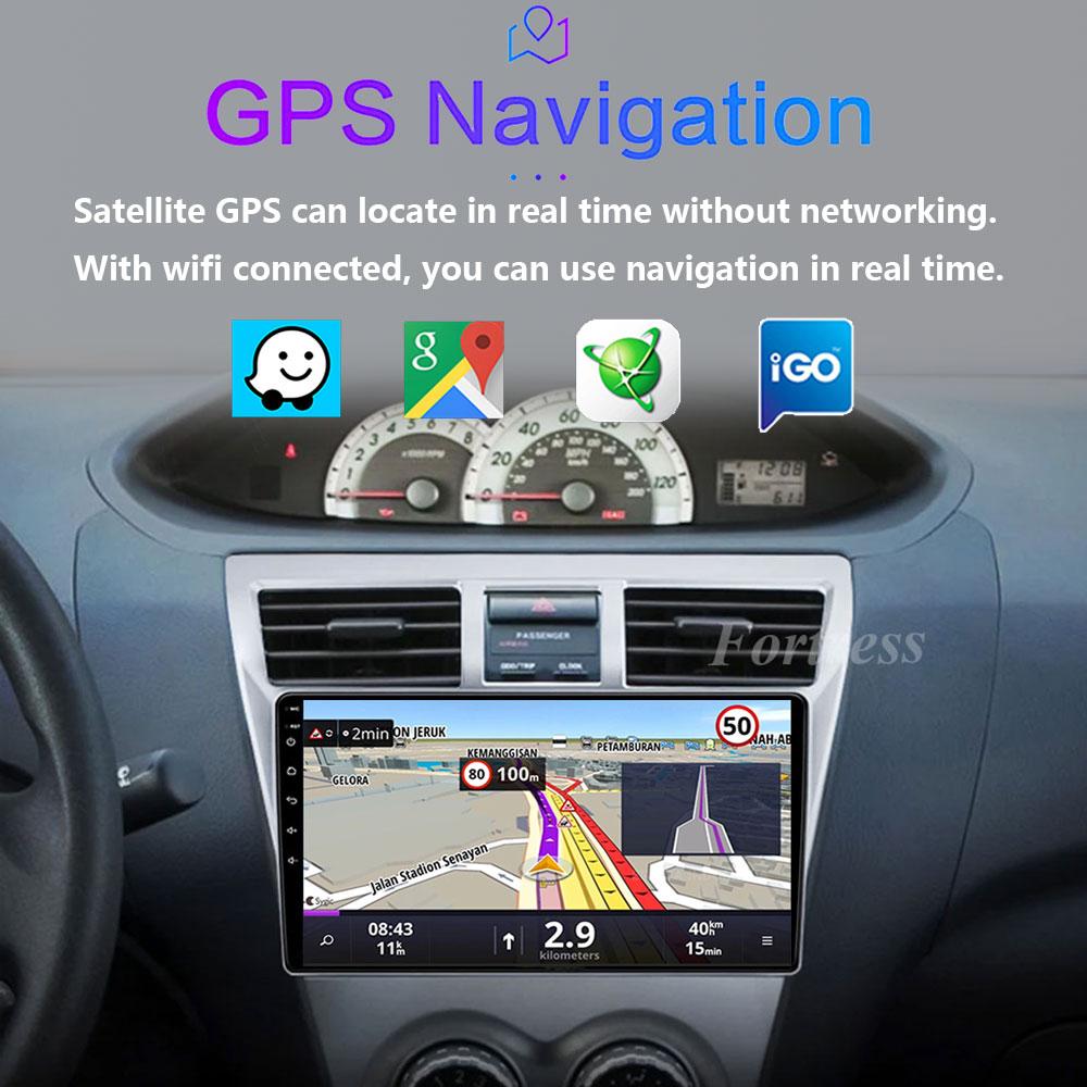 Android Auto Wireless CarPlay For Toyota Vios Yaris 2007 - 2012 Car Radio 2 Din BT Navigation GPS Multimedia Player Stereo