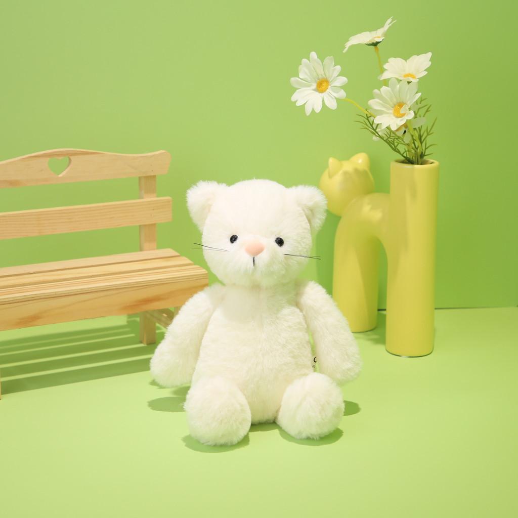 Adorable White Cat Plush Toy Cute Cat Doll Birthday Gift For Girls Soft Comfort Cushion