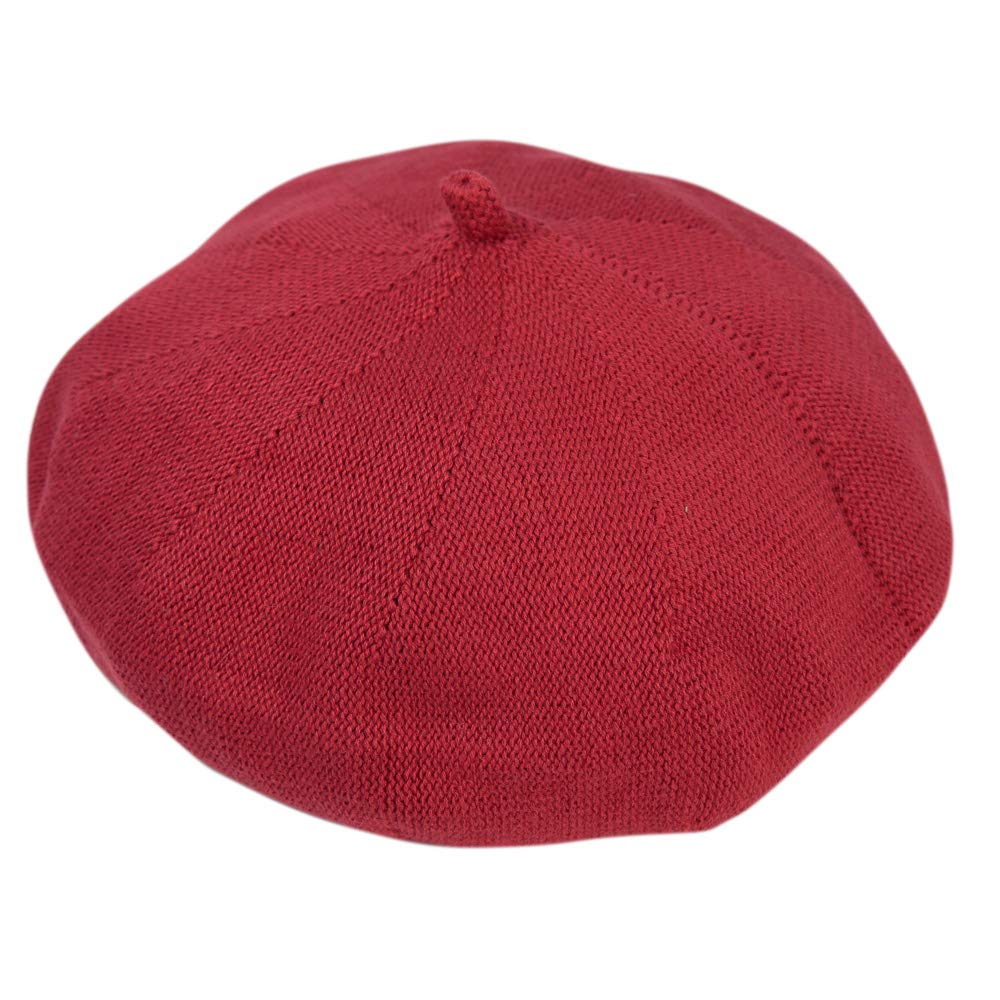 Cotton Beret Hat for and Babies Summer Colorful Simple Knit Unisex Size [JIRROUZ] Adults, Kids, (20 Colors) (3 Sizes) Men's Women's Burgundy/Adult