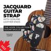 Schwarzer Totenkopf Jacquard Gitarrengurt Hope Jacquard Schwarze Totenköpfe Perri's TWS-6802 Gurt,