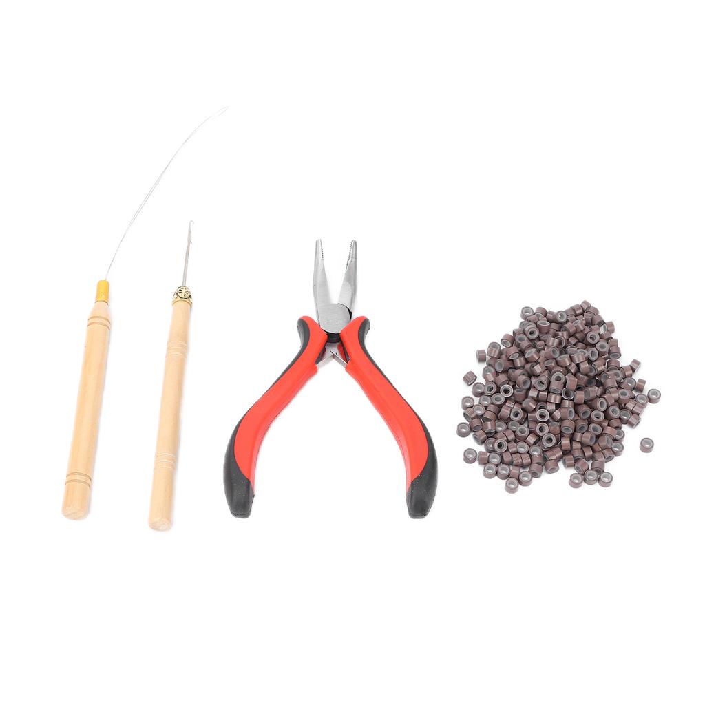 Hair Extension Kit Plier Pulling Hook Needle Extension Beads Tool Set for Extending Hair