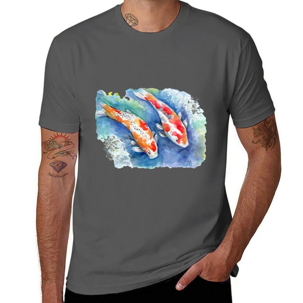 Splashing Koi TShirt Retro Style Print Casual Top