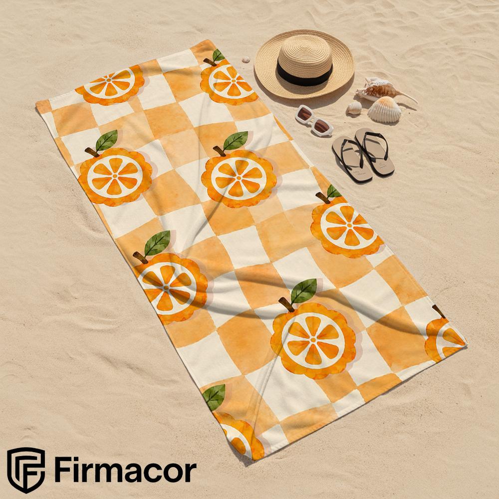 Check Orange Cartoon Anime Beach Towel Microfiber Quick Dry Super Absorbent Soft Bath Towel for Kids Adults Travel