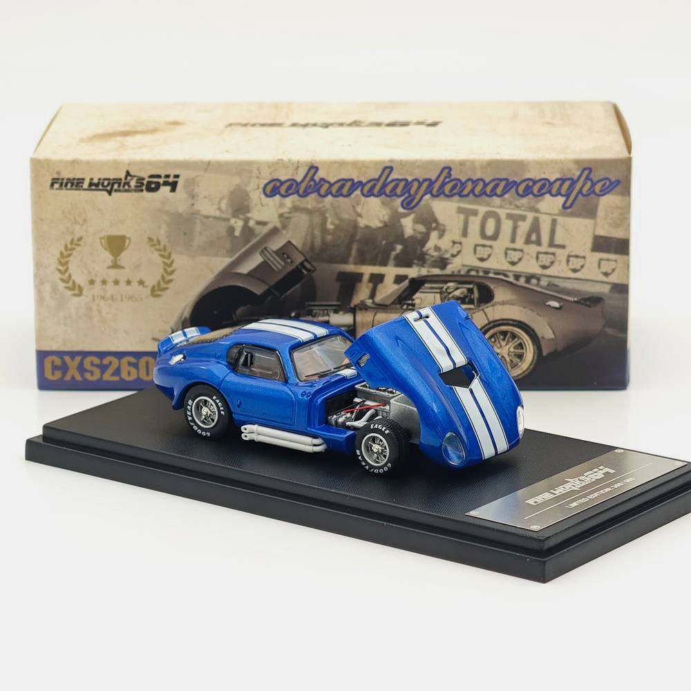 FineWorks 1/64 Shelby Daytona alloy car model синий