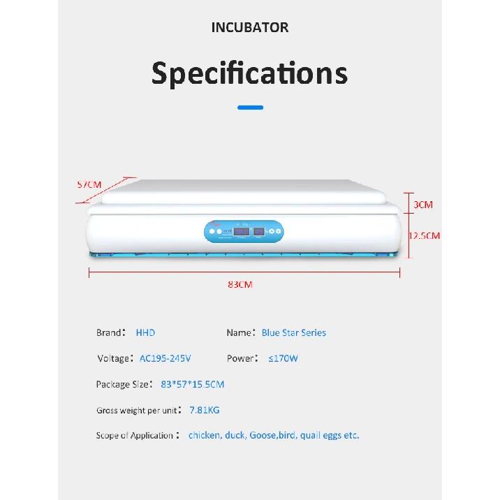 Egg Fully Automatic Incubator, 140W Digital Poultry Hatcher with Auto Turning, 98% Hatch Rate for Chicken Duck Quail Goose