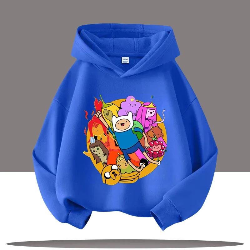 2025 Nová mikina Adventure Time pro děti s potiskem postaviček z kresleného seriálu Dětské sportovní oblečení pro dívky Ležérní top Podzimní/Zimní oblečení