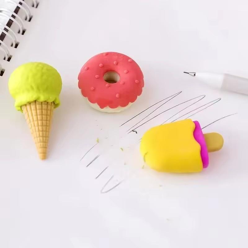 4 Pieces Per Set Cute Donut Dessert Eraser Simulation Dessert Shape ThreeDimensional Detachable Student Learning Stationery