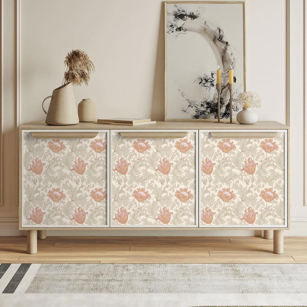 VEELIKE Wallpaper Floral Removable Damask Leaf Heat Sticker Cutting Wall Removable Fusuma Vintage Sticker, Pattern, Wallpaper, Beige, Style, Pattern,