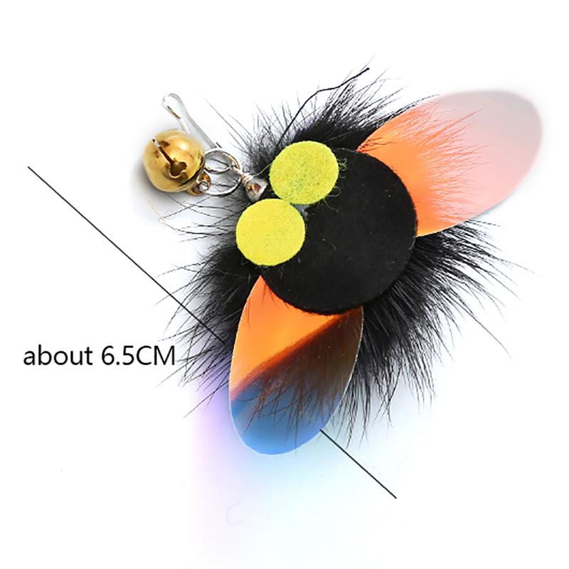 Cat Stick Feather Toys Indoor Cats Pet Toys Feather Replacement Head Cat Sequins Feather Teaser Cat Bell Balls Fuzzy Ball Toys