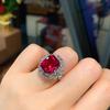 Jewelry Simulation Red Glass Ring Necklace Stud Earrings Set Creative Full Diamond Luxury Set 12 * 16