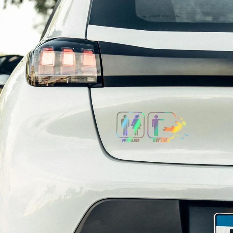Car Stickers Man Woman Relationship Problem Get Lost Funny Vinyl Decal For Auto SUV Truck Window Bumper Waterproof Accessories