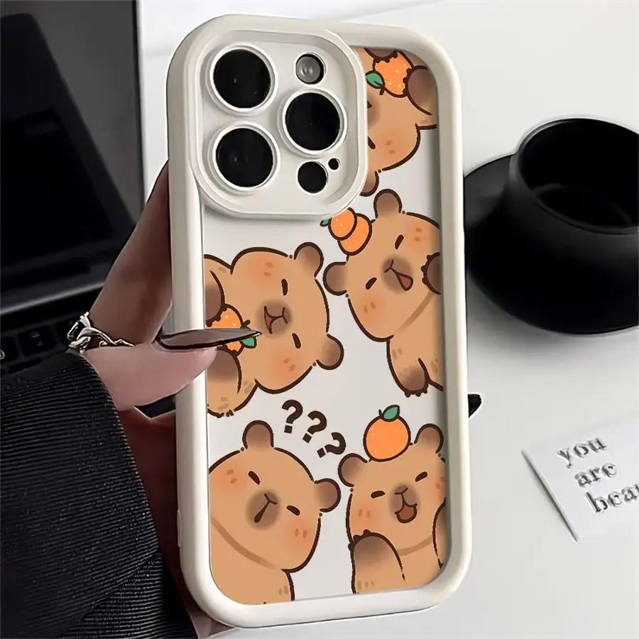 Cartoon Cute Capybara Pattern Phone Case For iPhone 17 16 15 14 13 12 11 Pro Max X XS XR 17 Air 16 E Soft TPU Silicone Cover