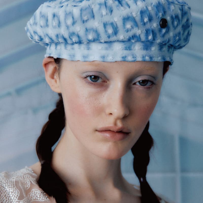 poesiedame WATERY ROOM BERET IN LIGHT BLUE