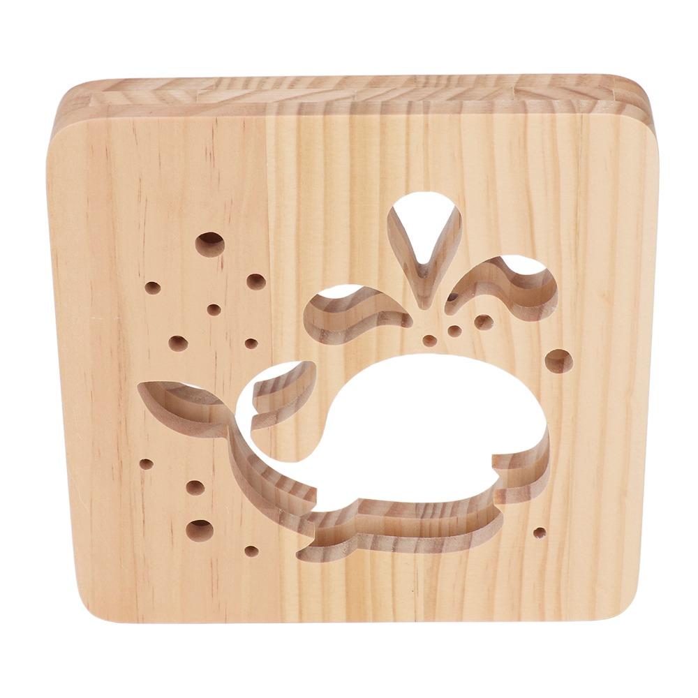 Cute 3D Wooden 3D Lamp Hollow Carving Whale Pattern 3D Wood Light 18.7*18.7*3cm LED Wooden 3D LED Light Gift Novel