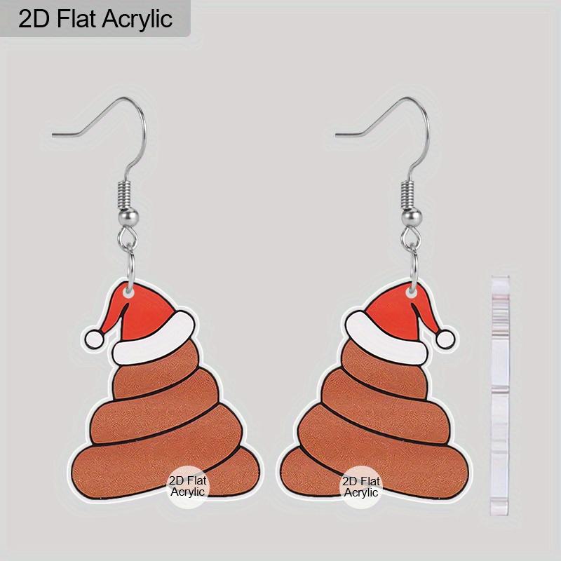 

Плоские 2D серьги-подвески в виде забавной какашки и рождественской шапки, легкий акриловый материал, идеально подходят для подарков на вечеринку, украшений и рождественских подарков.