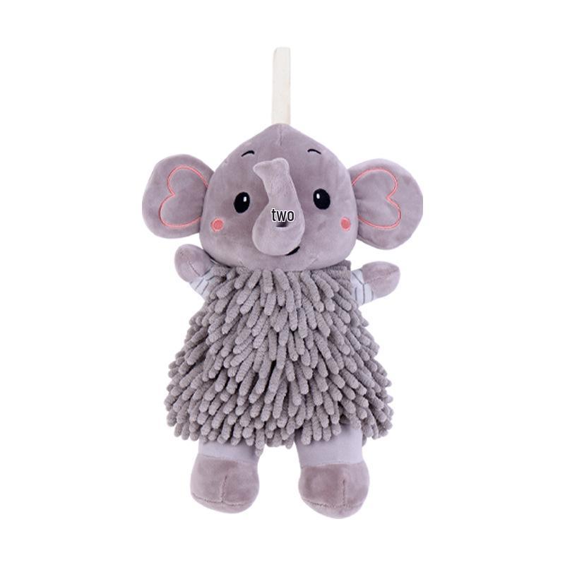 Cartoon Elephant Chenille Plush Toy & Absorbent Hand Towel
