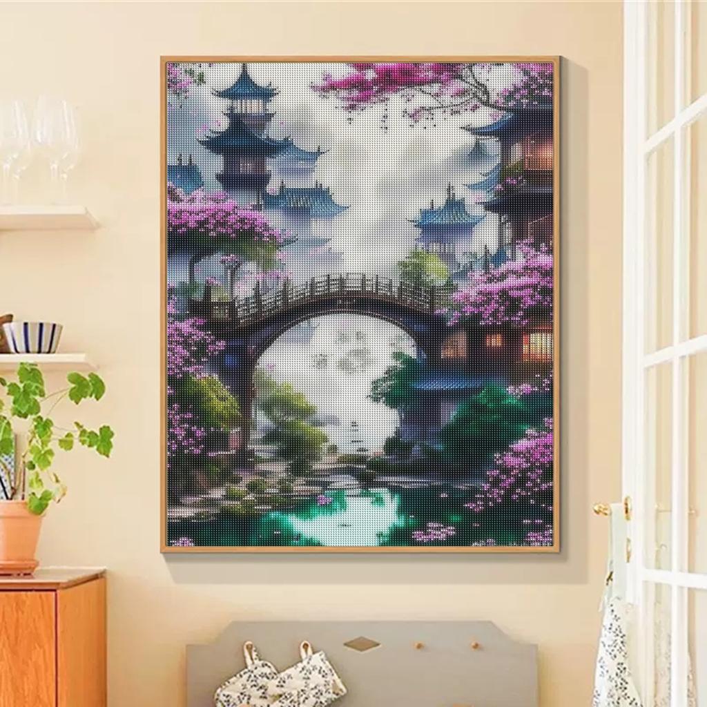 Diamond Painting Complete Kit Ancient Architecture Full Square Round Mosaic Flower Wall Paintings