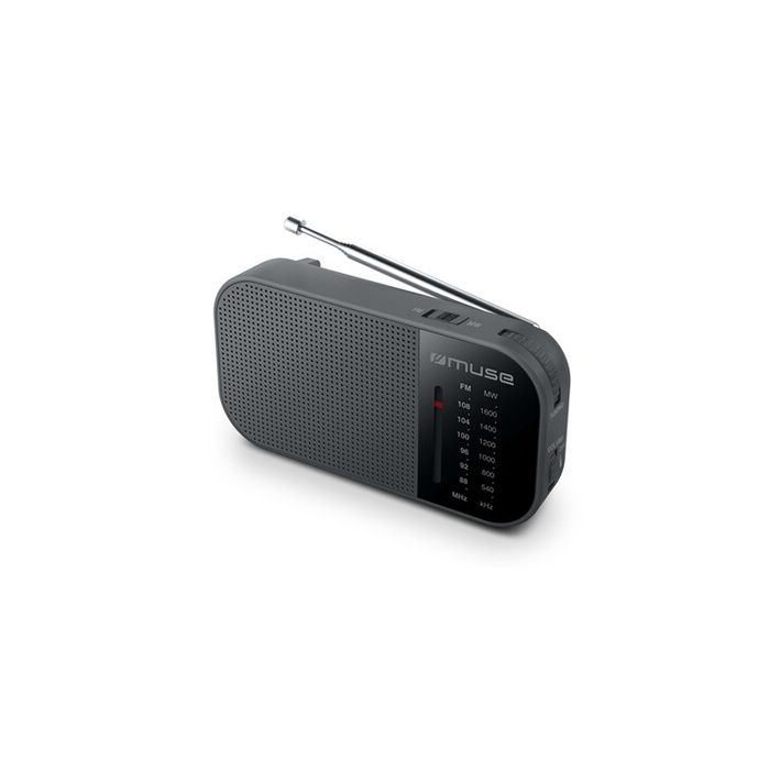 Radio portable - MUSE - M-025 R - Noir - Antenne télescopique - Haut-parleur intégré