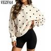 Women's Fashion Casual Polka Dot Print Long Sleeve Hooded Hoodies & Sweatshirts