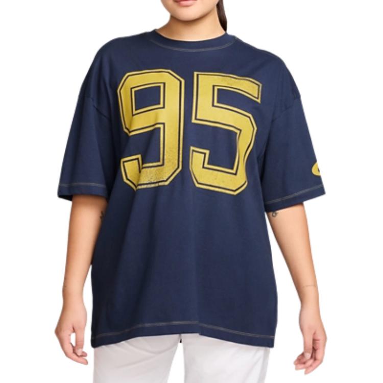 Nike Clothing T Shirts Women s Marine Blue Crew Neck HV4972-410 S