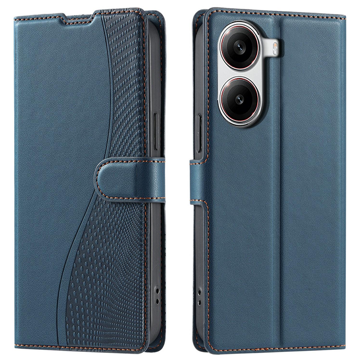 

For Xiaomi Redmi Turbo 4 5G/Poco X7 Pro 5G Case Dots Imprinted PU Leather Flip Phone Cover with Card Slot,Strap Blue