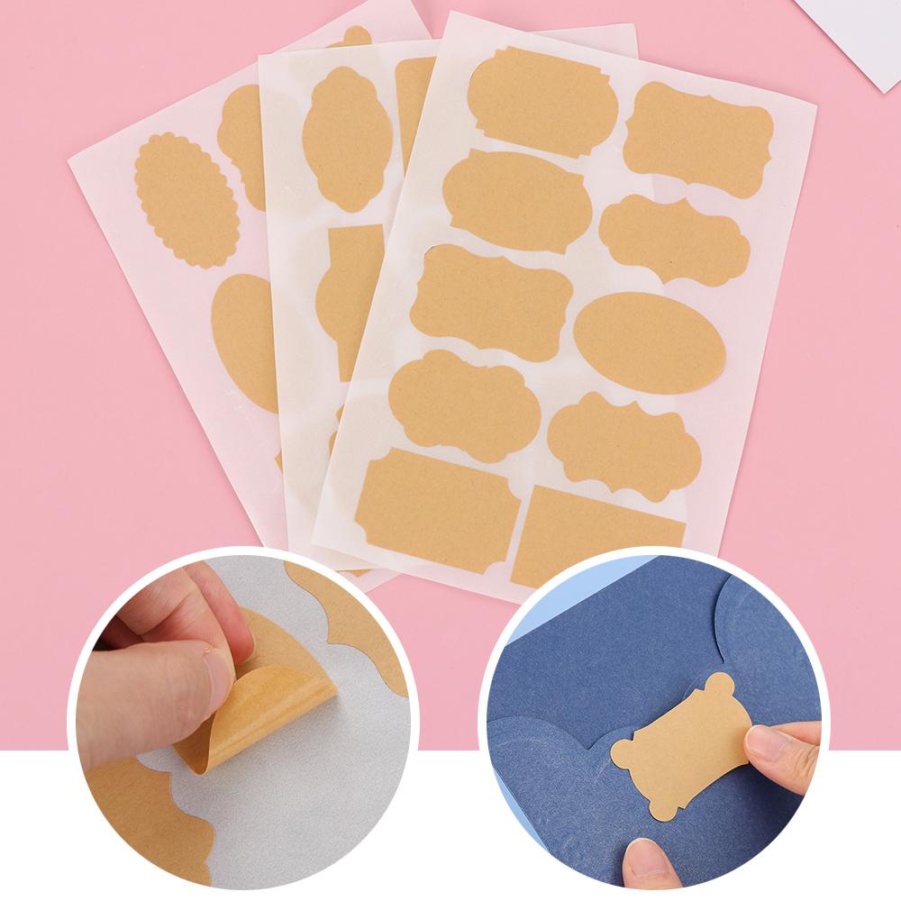 Gift Candy Tags Creative Self Adhesive Packaging Seals Kraft Paper Blank Sticky Labels Stickers