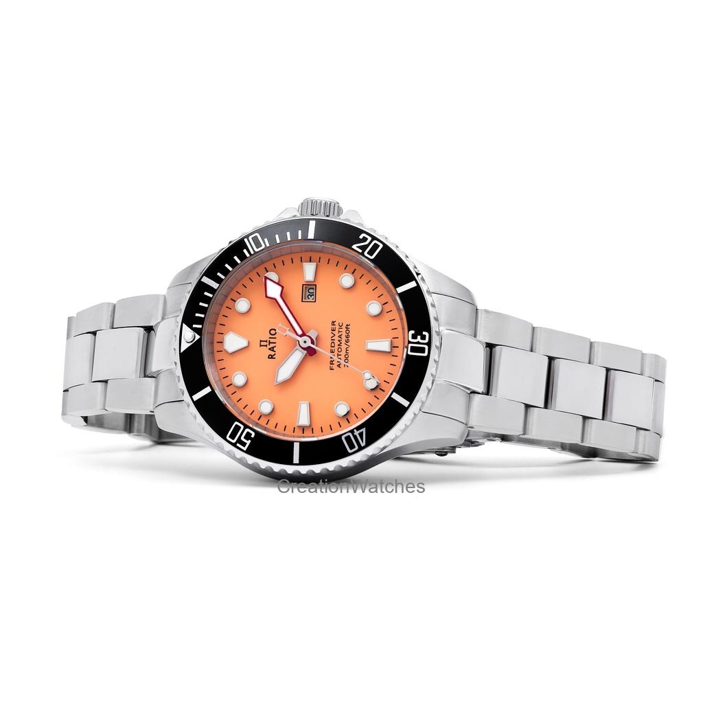 RATIO FreeDiver Sapphire Stainless Steel Salmon Dial Automatic RTFL832 200M Women's Watch