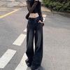 Women's Gray High-Waisted Wide-Leg Jeans, 2025 Floor-Length Loose Fit
