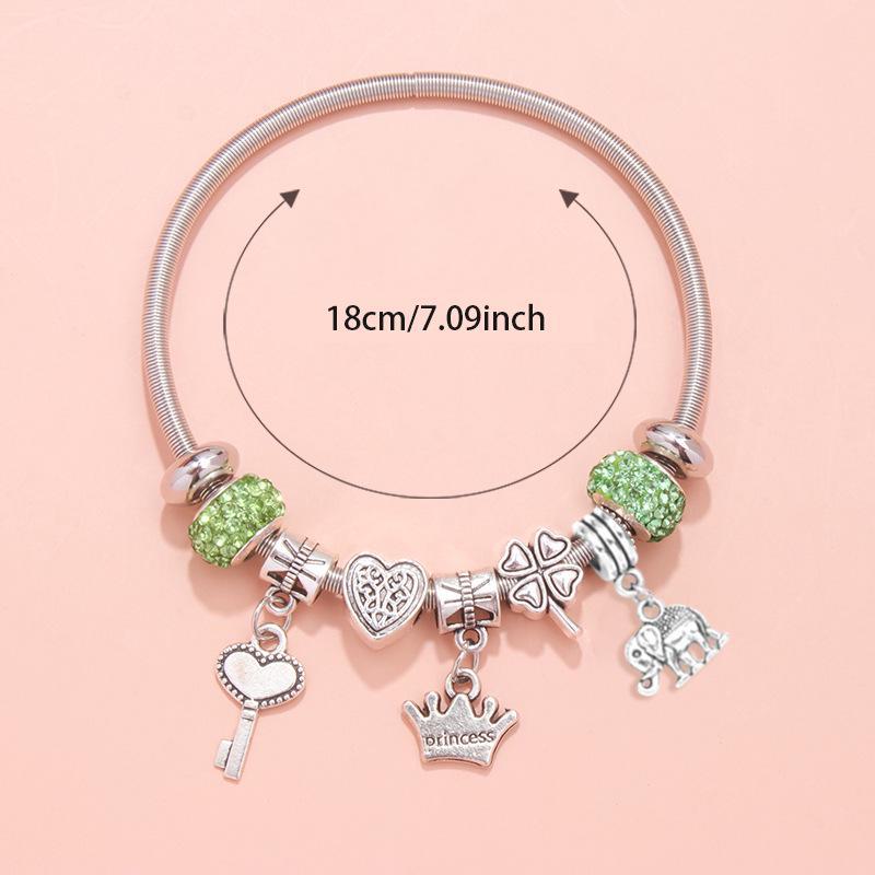 Pulseira com pingente de amor rosa TEMU DIY - Joia de diamante leve e luxuosa, elegante e versátil.