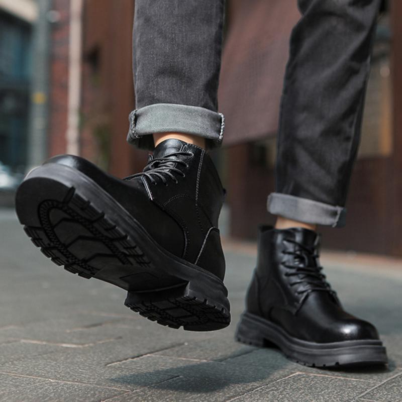 Fashion Men Formal Genuine Leather Casual Shoes Men's Sneakers Comfortable Platform Male Footwear Invisible Height Increase Insole 4-8CM
