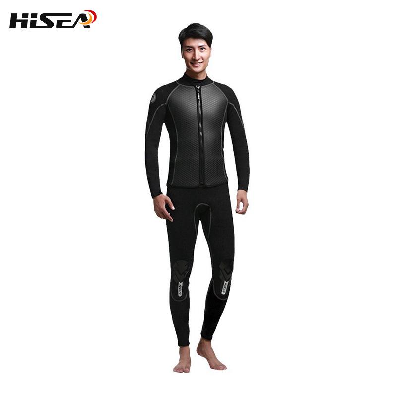 2,5 mm Herren Leder Split Neoprenanzug: Warme, Kältefeste Jacke & Sonnengeschützte Lange Hose mit Reißverschluss- & Klettverschluss-Anpassungen