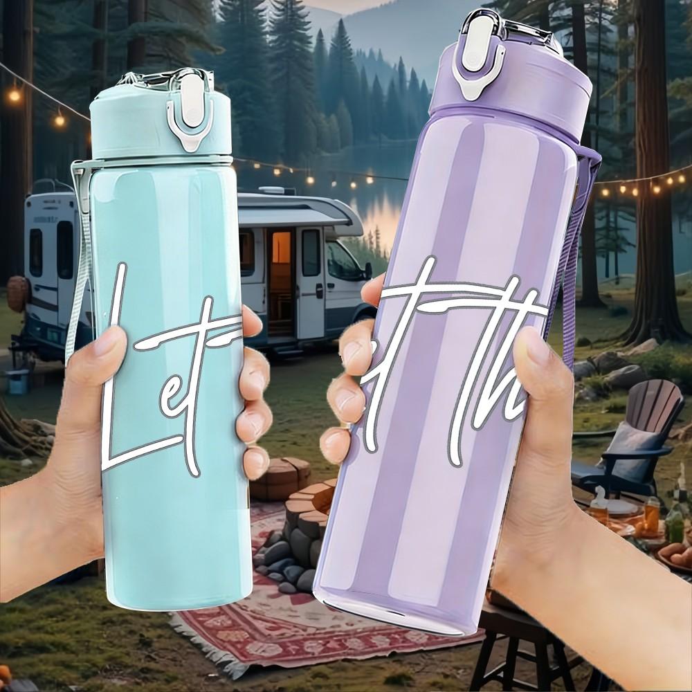 1PC Let Them Minimal Letter Art Print 750ml Color Plastic Sports Water Bottle Leakproof Flip Straw Lid Suitable for Sports Office Home Use