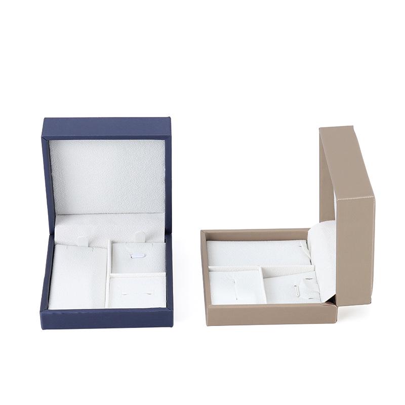 Exquisite Brushed Leather Right-Angle Jewelry Box - Small Three-Piece Set for Earrings, Rings, and Necklaces