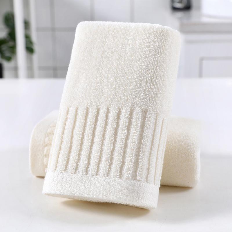 Vertical Stripe Soft Cotton Face Wash Towel - Solid Color for Employee Gifts