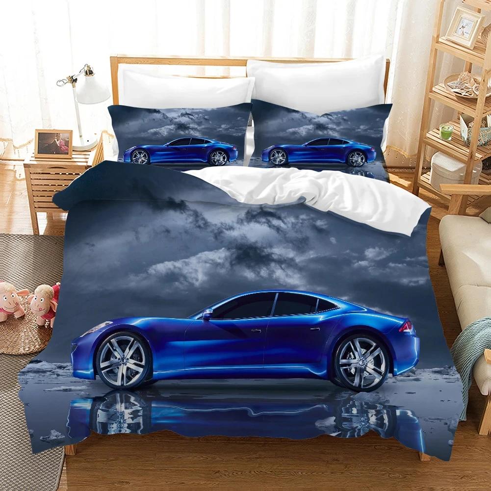 Sports Car Duvet Cover Sets Race Car Bedding Sets With Pillowcases For Teens Kids Boys Cool Bedroom Decor 2/3pcs Bedclothes