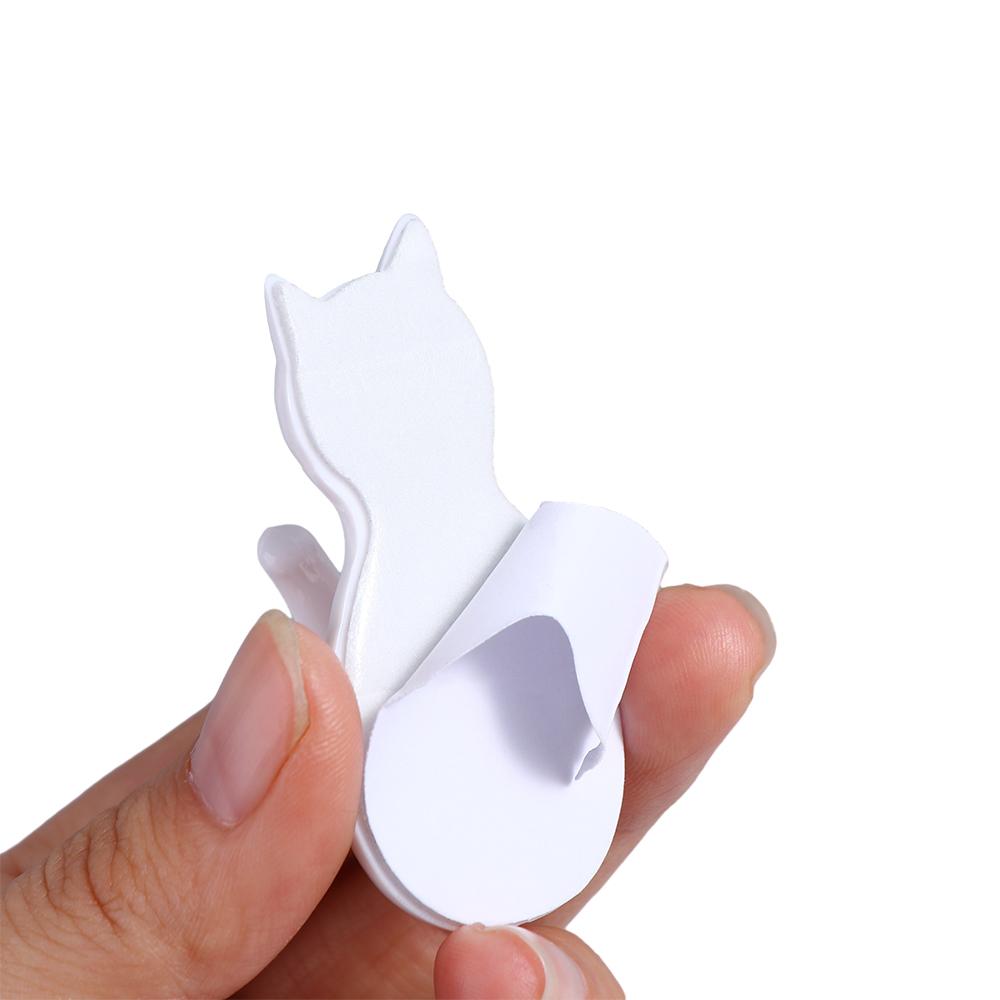 2 Pcs Plastic Cat Shape Wall Hook Transparent Cat Key Holder Cute Cat Hooks Home