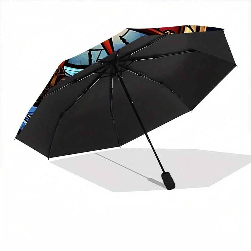 1pc Maritime Compass Compact Travel Umbrella, Automatic Folding Lightweight Windproof 8-Bone Reinforced Design, Portable for Backpack Durabl