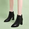 New Style Short Boots: Women's Shoes with Thick Heels, Pointed Toe and Cotton Mid-heel Belt Buckle